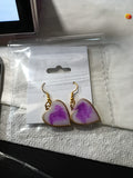 White with purple glitter earrings